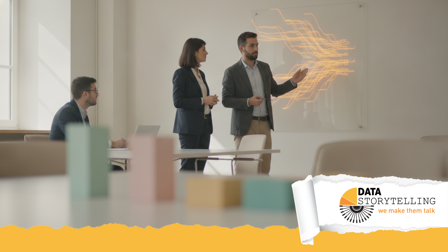 professionista che collabora con intelligenza artificiale per creare grafici dati, schermo con visualizzazioni e prompt testuali