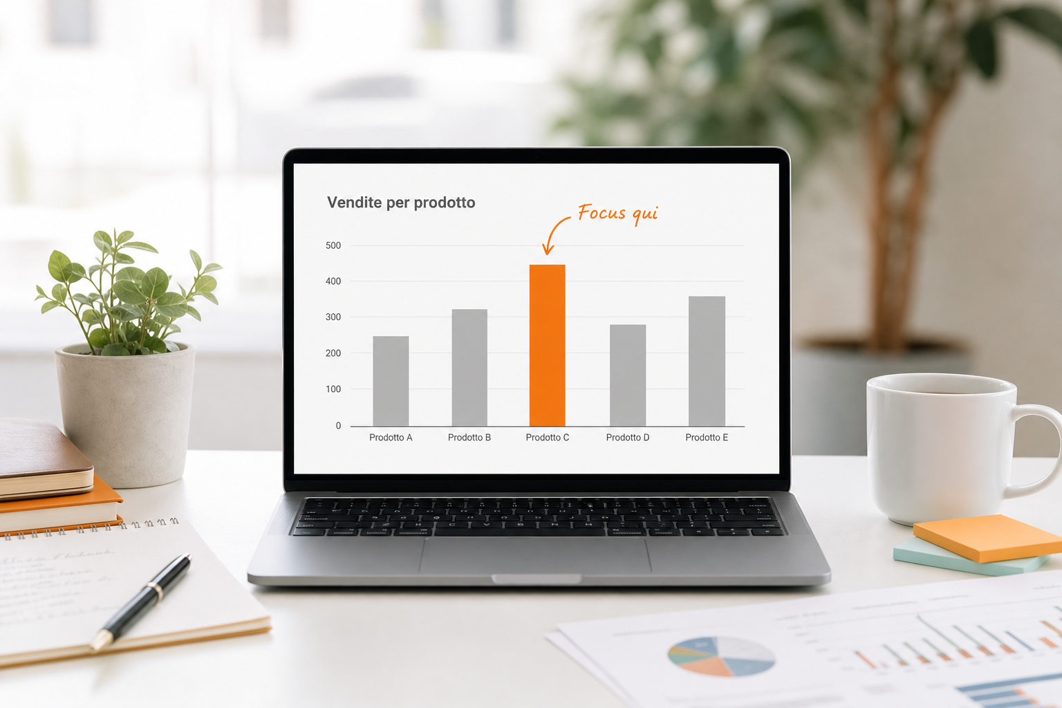 grafico Excel con tutte le barre in grigio tranne una evidenziata, tecnica di colore per grafici Excel efficaci