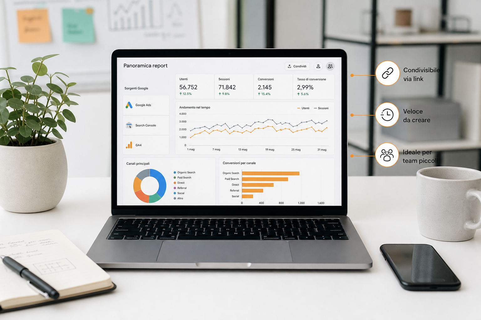 Report Looker Studio condiviso via link, strumento business intelligence integrato nell ecosistema Google.