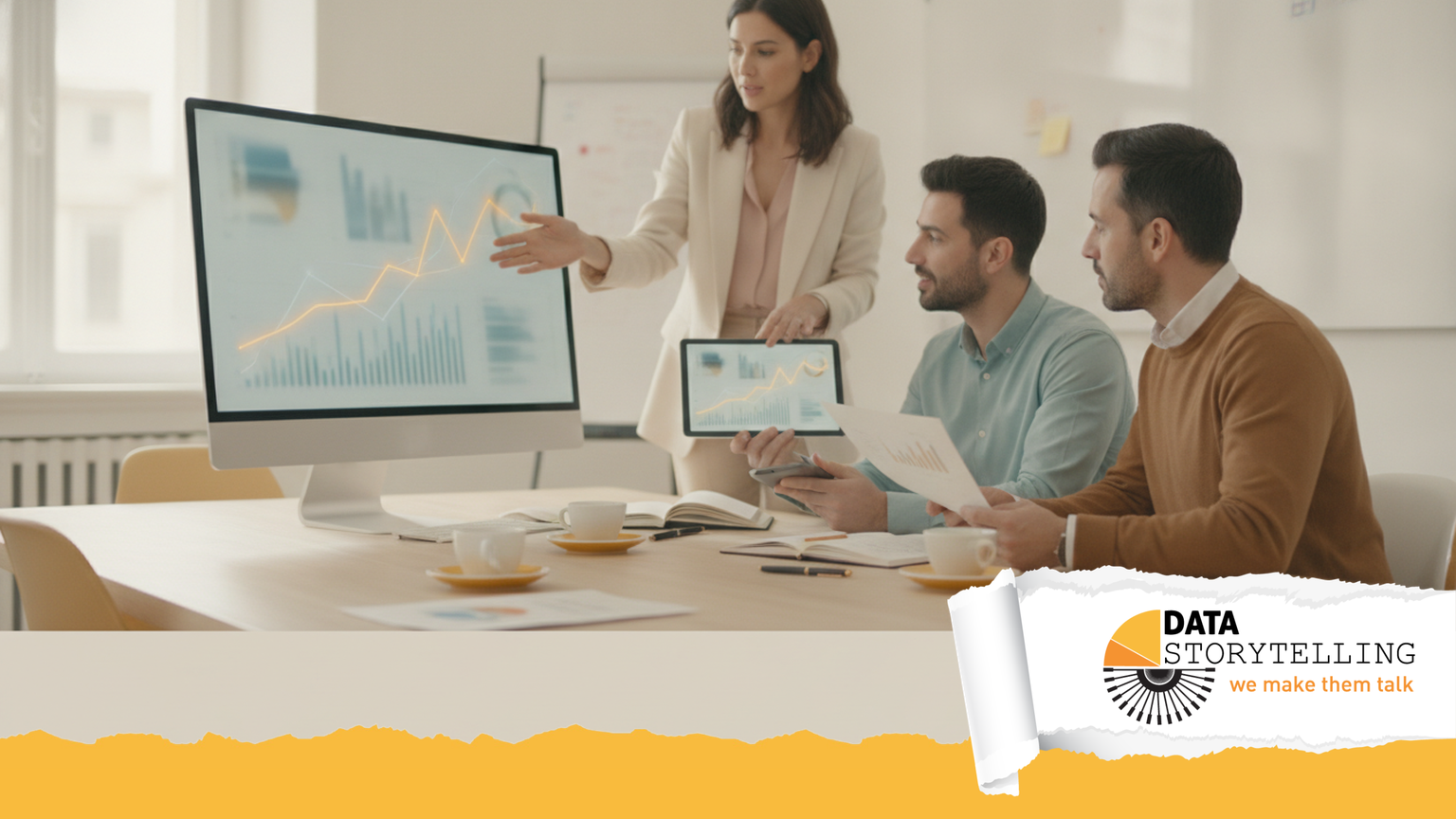 Professionista che esplora una dashboard di data visualization con Tableau, strumento per analisi visuale dei dati.