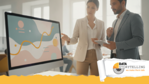 Professionista finanziario che analizza grafici a cascata e barre divergenti per la visualizzazione dati finanziari in un report direzionale.
